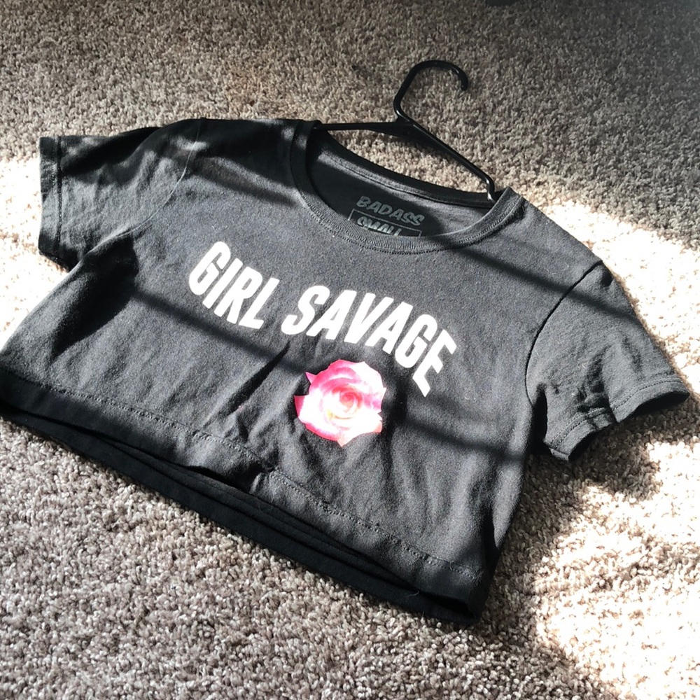 Black “Girl Savage” Crop Top